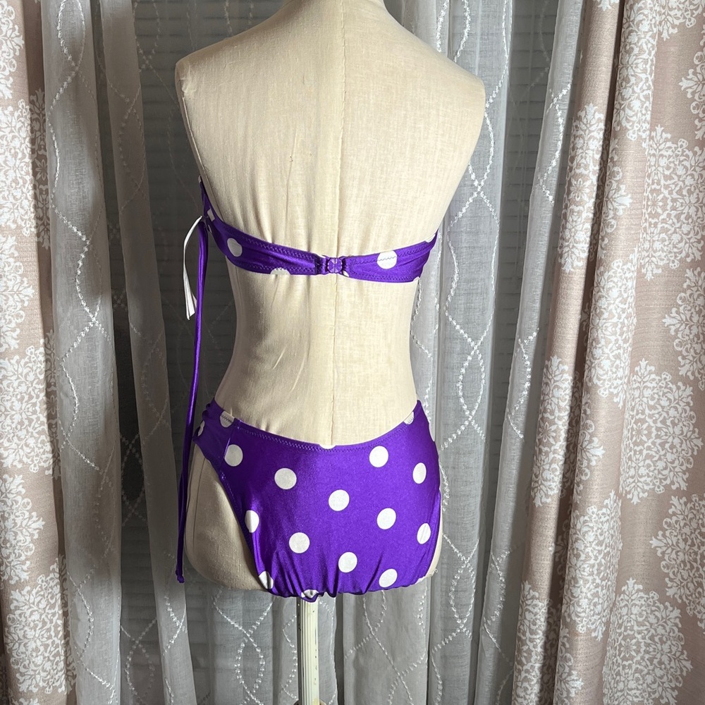Gottex NWT Purple Polka Dot Bikini - Size 12 - Stunning & Flattering! - Picture 3 of 13